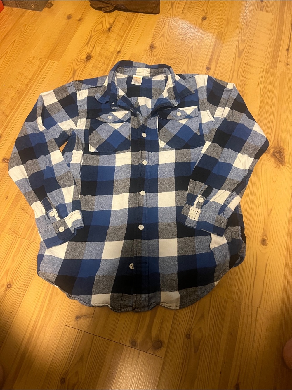 Gymboree Blue, Navy & White Plaid Button-Down Shirt